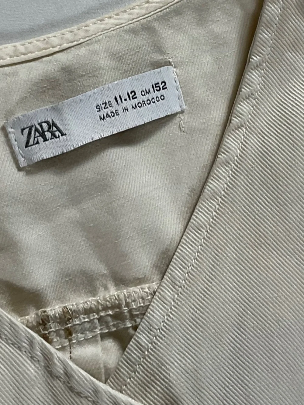 Zara Girls Cream Short Sleeve Linen Blend Utility Romper with Pockets Size 11-12